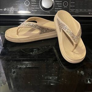 CROCS Glittery Beige Sandals